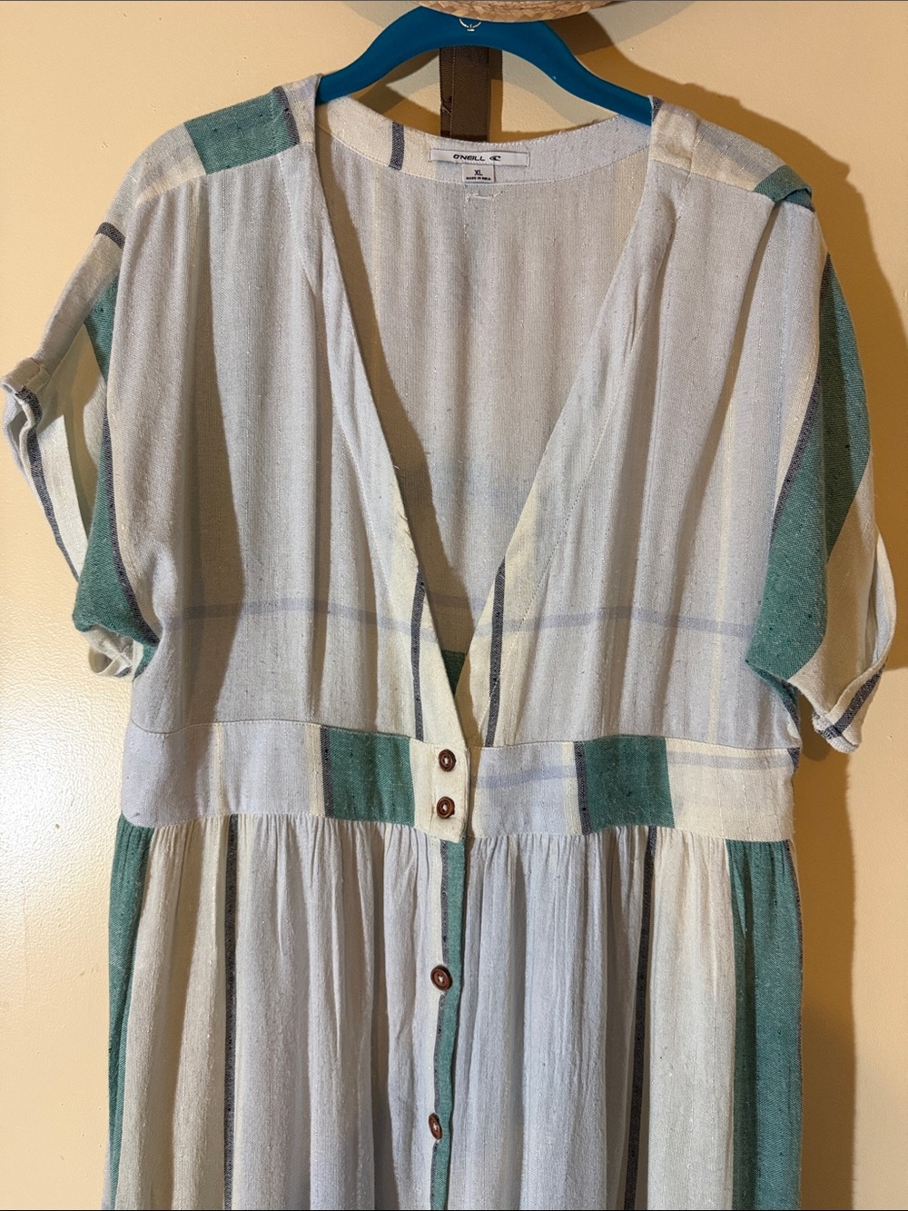 Dress - O’Neill - Light Blue Multi Stripe Button-Up Midi - SZ XL - Cotton Blend - Picture 5 of 14